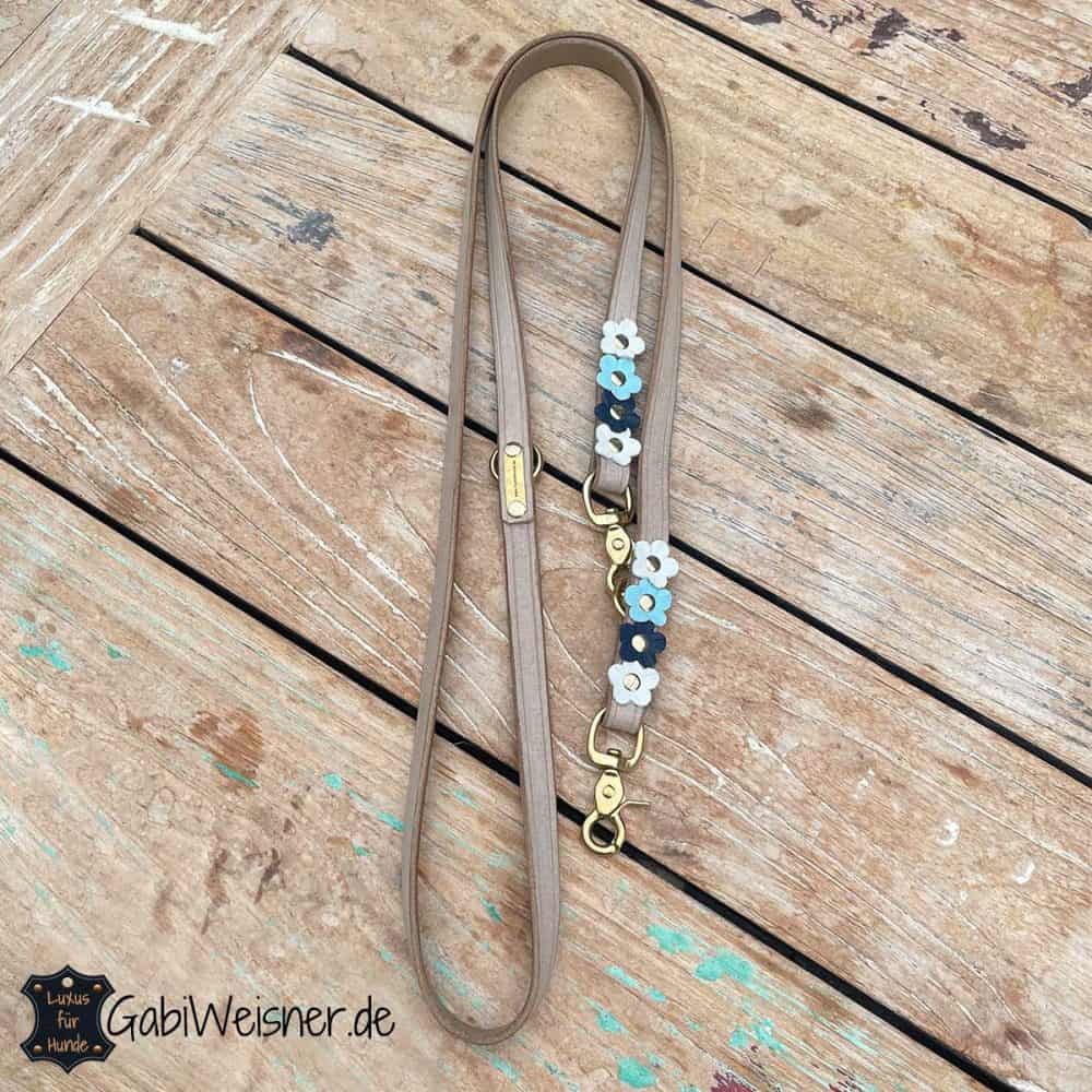 CopcoPet Leder Hundeleine 1,50m - 2 Handgriffe, Chrom-Karabiner Für Mittelgroße Hunde