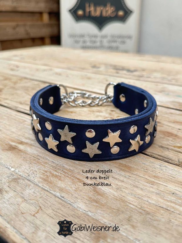 Zugstopp Hundehalsband aus Leder 4 cm breit