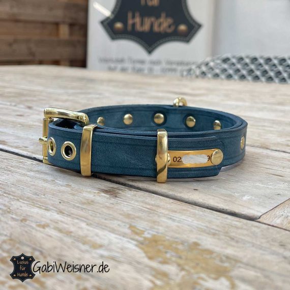 Hundehalsband aus Leder, mit Namen und Telefonnummer, Diego