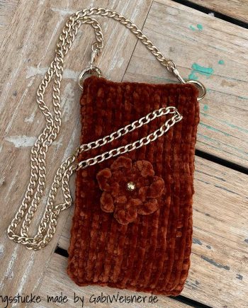 Handytasche zum Umhängen, Garn FOX, mit abnehmbarer Taschenkette
