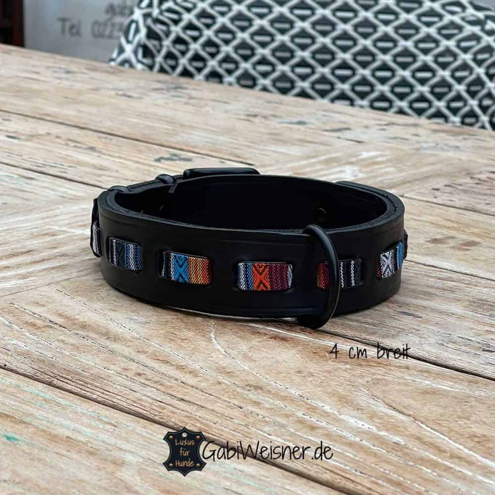 Leder-Hundehalsband Mit Spike & Nieten – Schwarz, 2,5 Cm Breit, 66 Cm Lang, Handgefertigt In Den USA