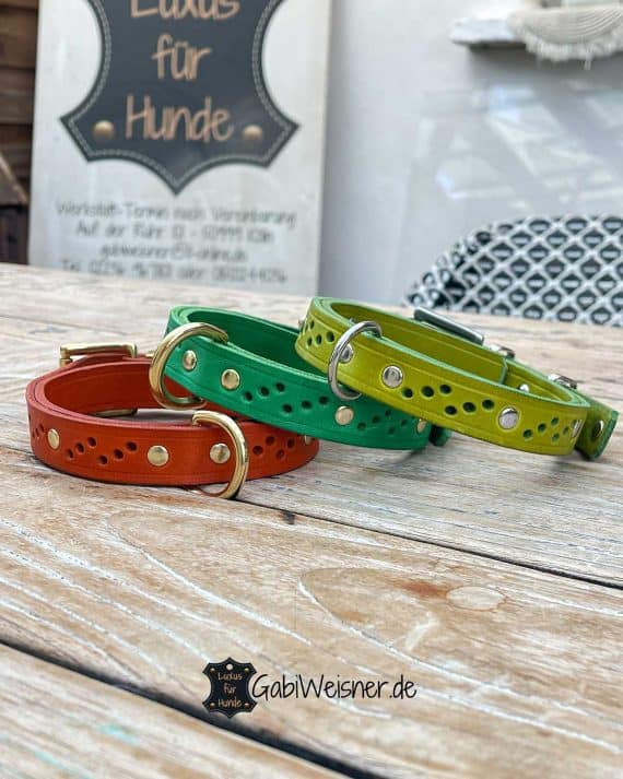 Hundehalsband aus Leder in Sonderfarben 25 mm breit.