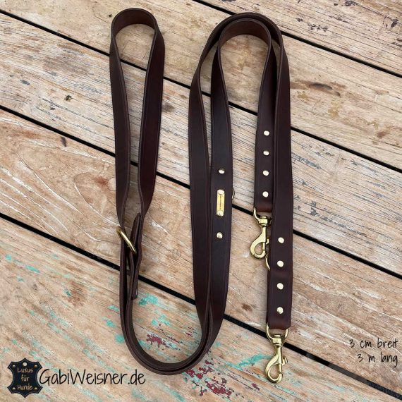 Hundeleine aus Leder 3 cm breit 3 m lang