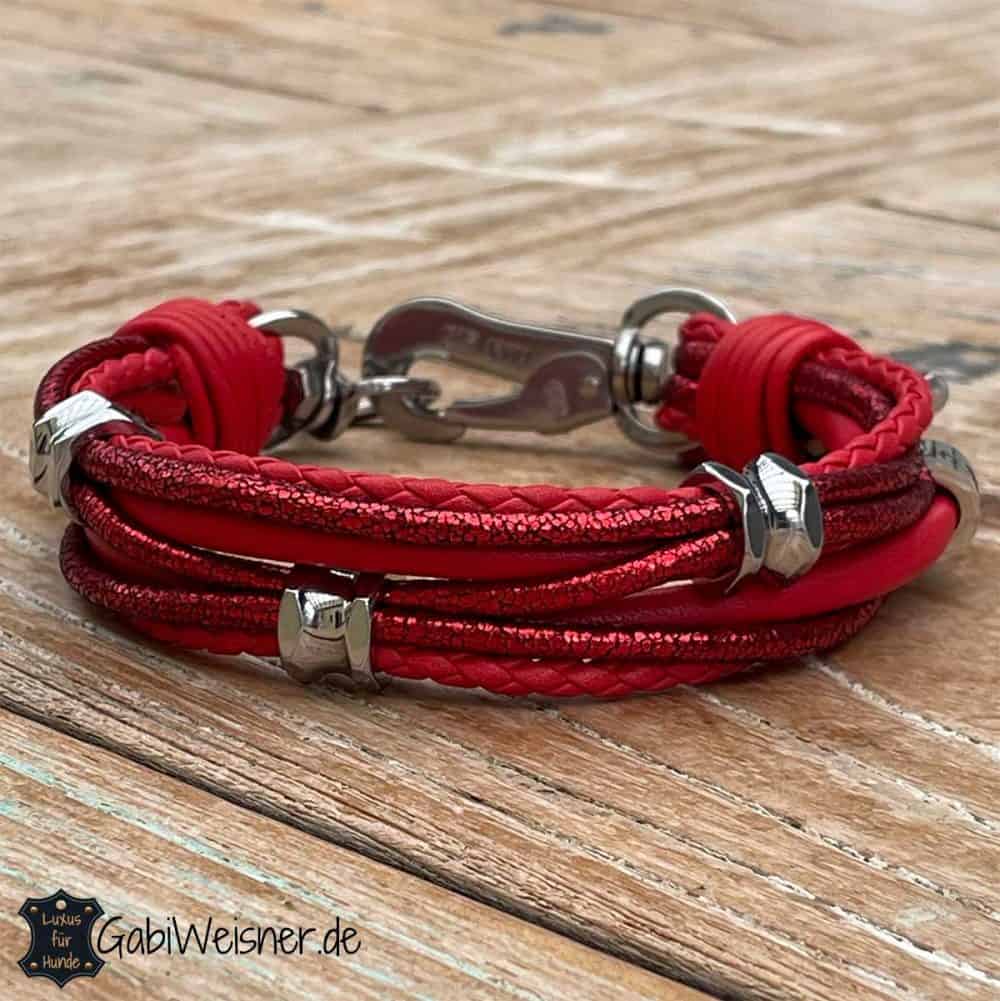 Didog Hundehalsband & Leine – Leder, Gepolstert, Personalisierbar – Für Kleine Hunde & Katzen (Rot, XS)