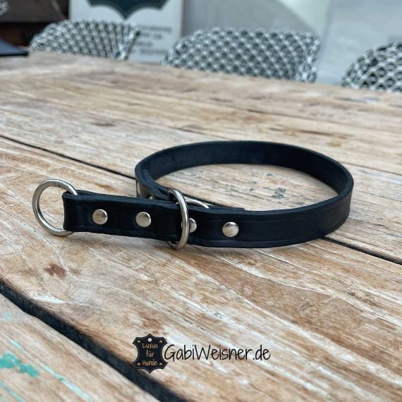 Hundehalsband mit Zugstopp, Leder 2 cm breit