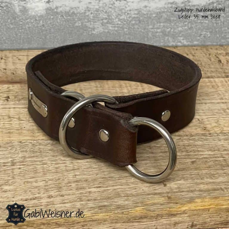 Halsband Mit Strassbuchstaben – Personalisiert, 35 Mm Breit, 70 Cm Lang, Schwarzes Vollrindleder, Made In Germany