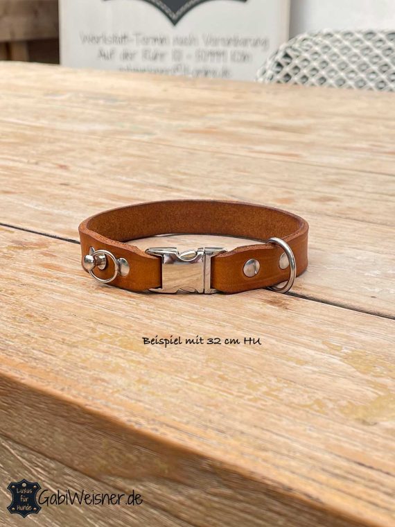 Hundehalsband mit Steckschnalle für kleine Hunde, Leder 2 cm breit