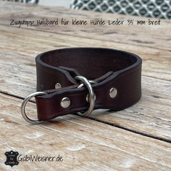 Zugstopp Halsband für kleine Hunde, Leder 35 mm breit