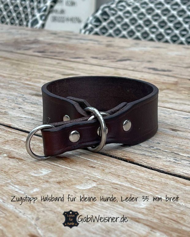 Zugstopp Halsband für kleine Hunde, Leder 35 mm breit