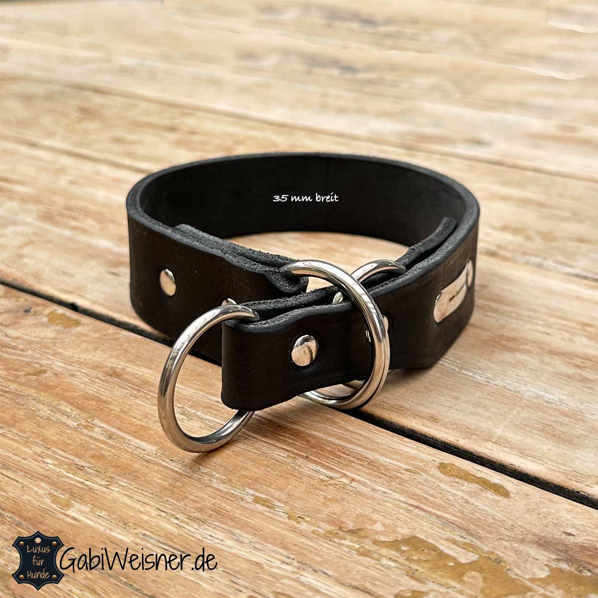 Zugstopp Halsband aus Leder 35 mm breit