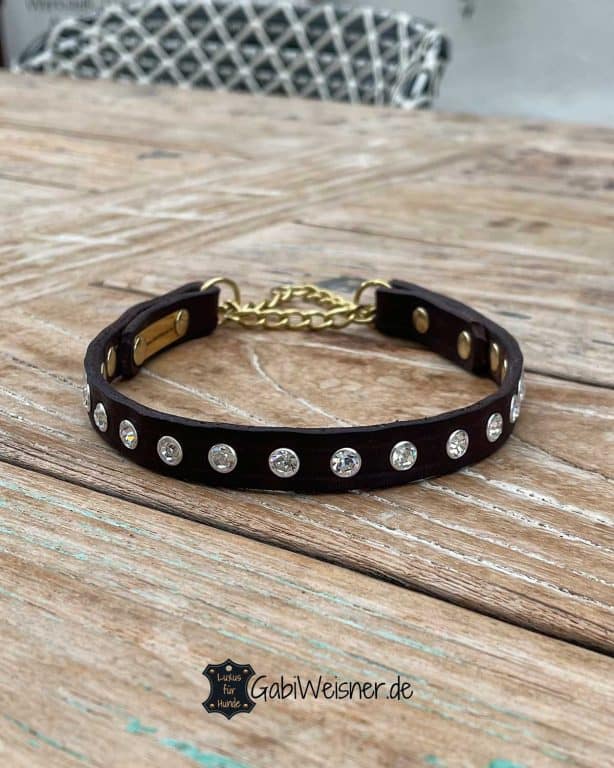 Dogi Hundehalsband Mit Strass, Größe S (7-11cm), Rosa, Reflektierend