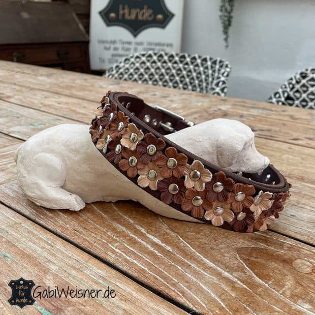 Hundehalsband aus Leder, 45 mm breit, für große Hunde. Gabi Weisner.