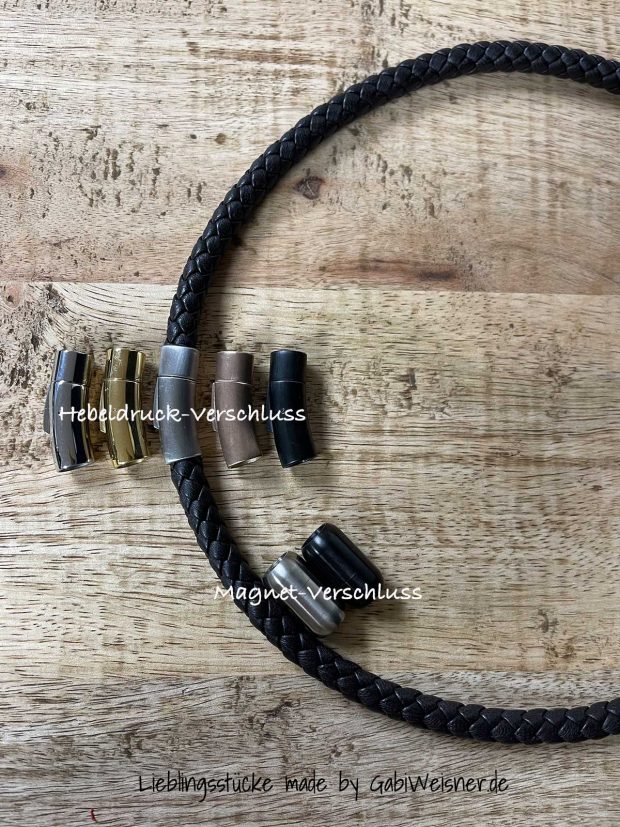 Leder Collier Verschluss Hebeldruck oder Magnet