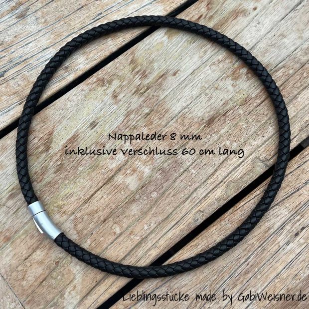 Männer Collier Nappaleder 8 mm inklusive Verschluss 60 cm lang