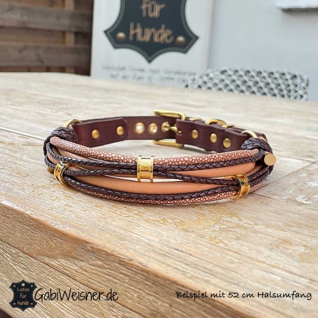 Luxus Hundehalsband aus Leder, verstellbar in 5 Ösen