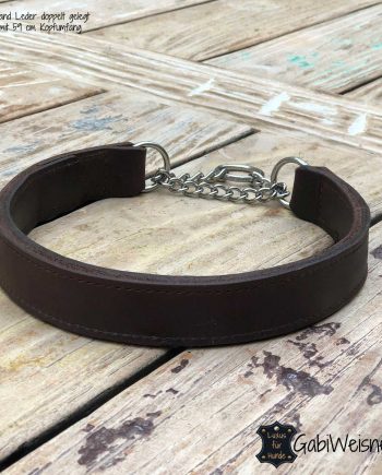 Hundehalsband mit Zugstopp für große Hunde, Leder 3 oder 4 cm breit