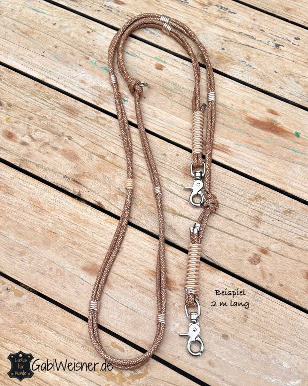 Hundeleine aus Nappaleder mit Rochenlederprägung