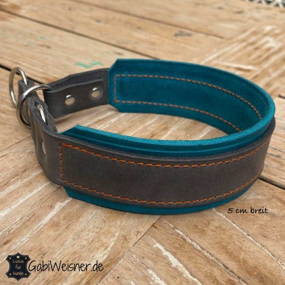 Hundehalsband mit Zugstopp, Leder 5 cm breit, jede Farbe