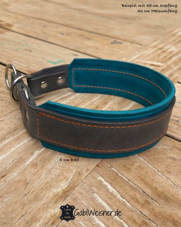 Hundehalsband mit Zugstopp, Leder 5 cm breit, jede Farbe