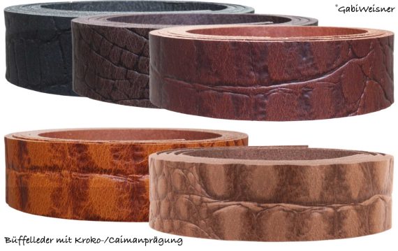 Büffelleder mit Kroko-Caimanprägung