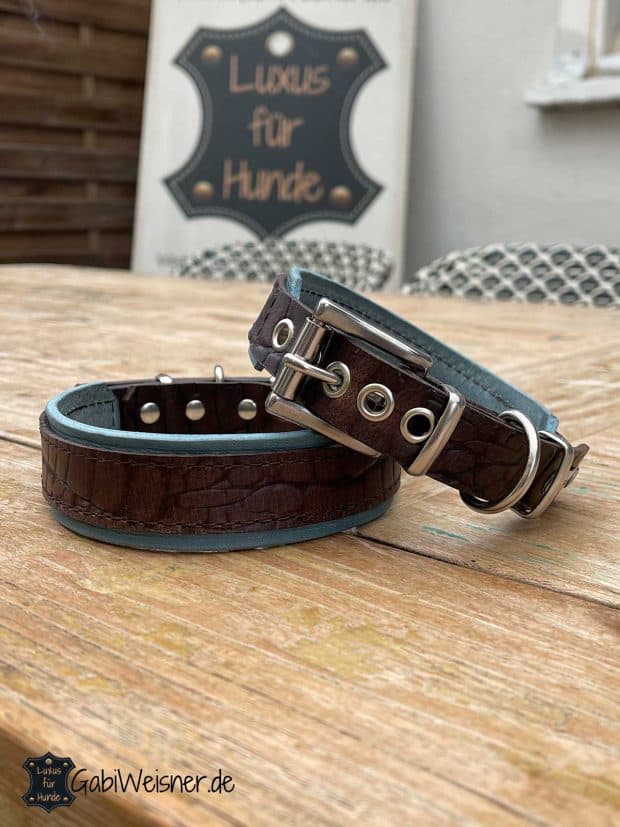 Hundehalsband mit Krokolederprägung