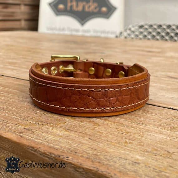Hundehalsband Leder Krokoprägung