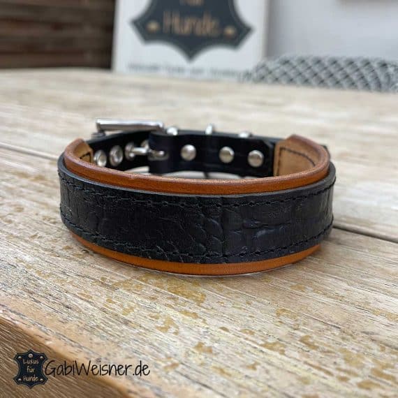 Hundehalsband Leder Krokoprägung