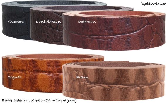 Leder mit Krokoprägung Caimanprägung