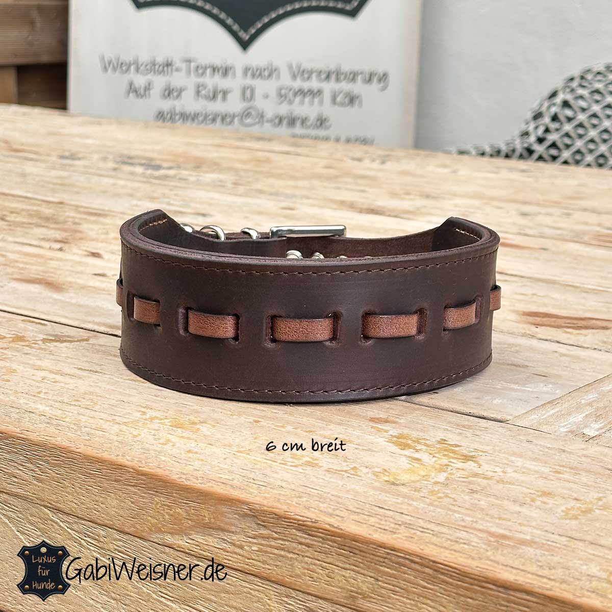 Hundehalsband aus Leder 6 cm breit