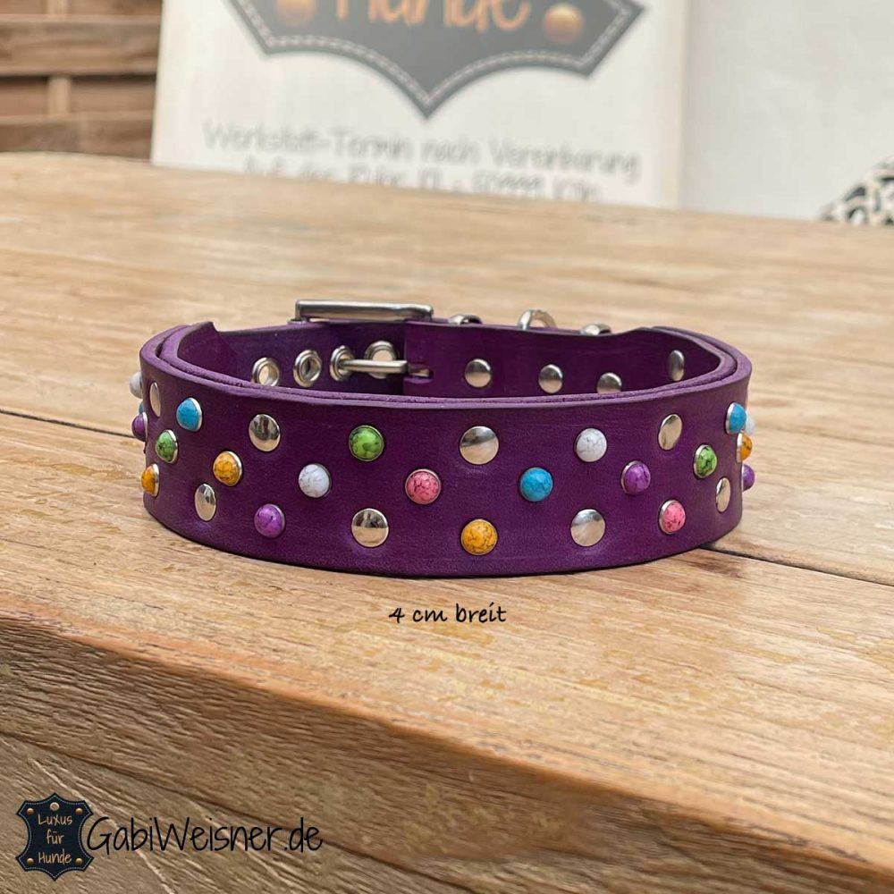 Hundehalsband Aus Echtleder Mit Nieten – 2,5 Cm Breit, Für Halsumfang 33–44,5 Cm, Rot