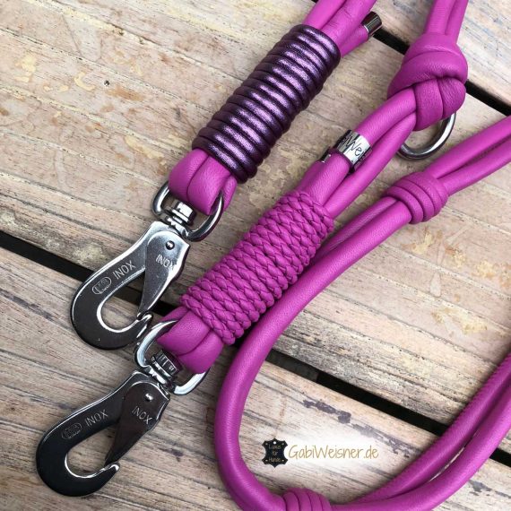 Hundeleine aus Leder in Pink