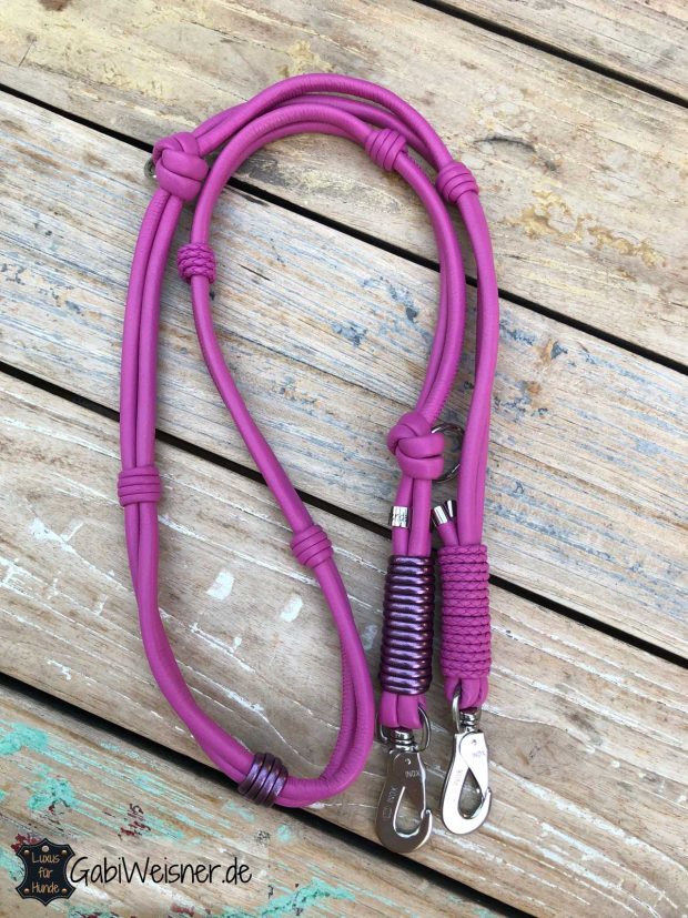 Hundeleine aus Leder in Pink