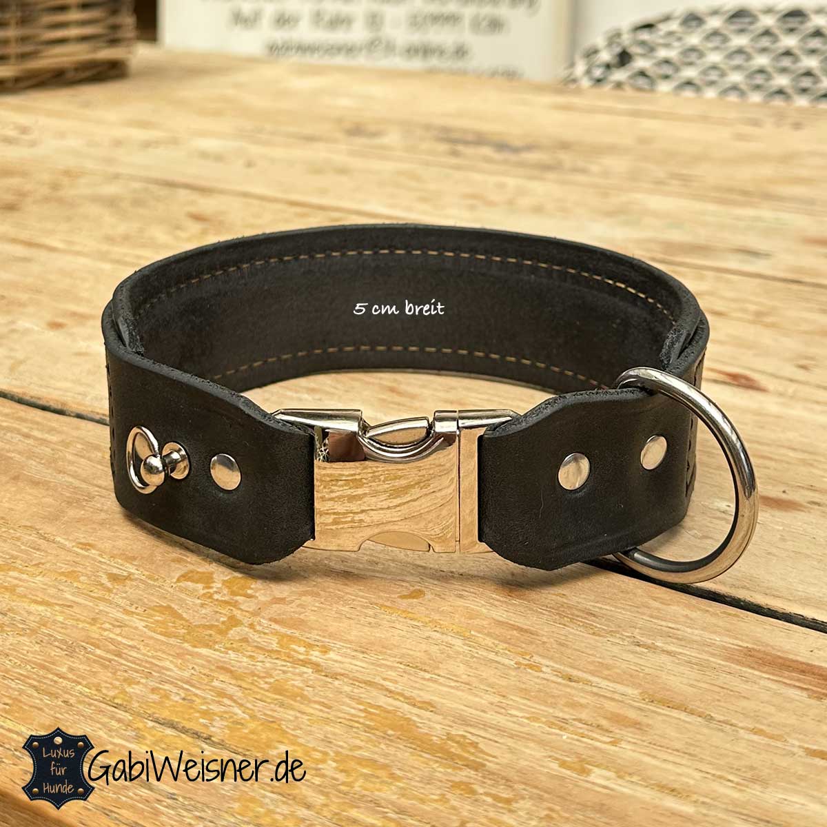 Hundehalsband mit Klickverschluss 4 auf 5 cm Leder