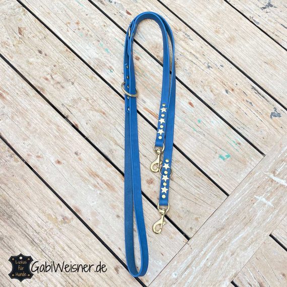 Hundeleine aus Leder 2 cm breit, alle Farben + Sterne