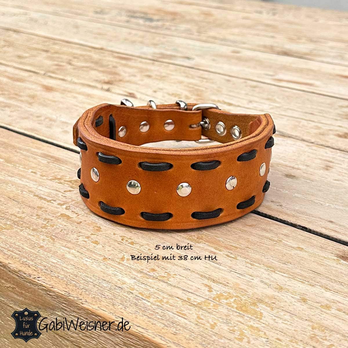 Hundehalsband Leder 5 cm breit 38 cm HU