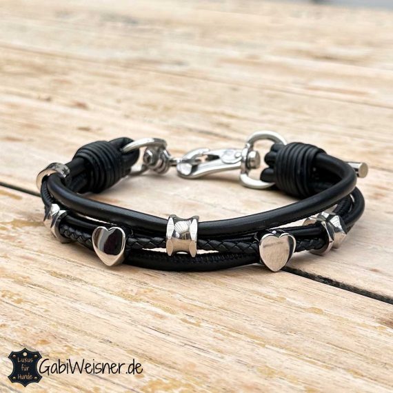 Hundehalsband aus Nappaleder in Schwarz