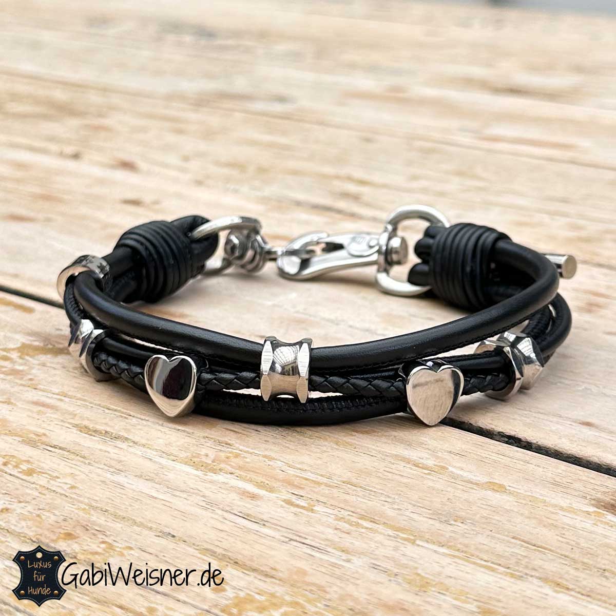 Hundehalsband aus Nappaleder in Schwarz