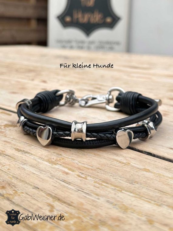 Hundehalsband aus Nappaleder in Schwarz