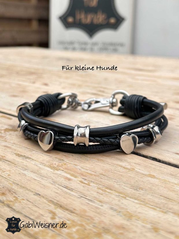 Hundehalsband aus Nappaleder in Schwarz