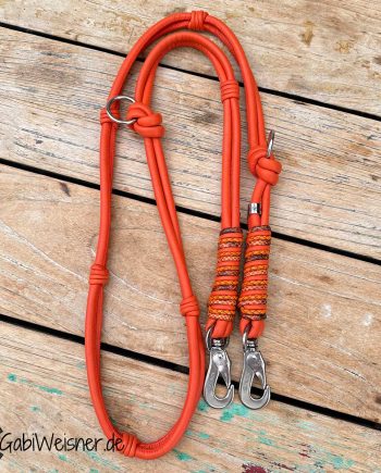 Hundeleine aus Leder in Orange