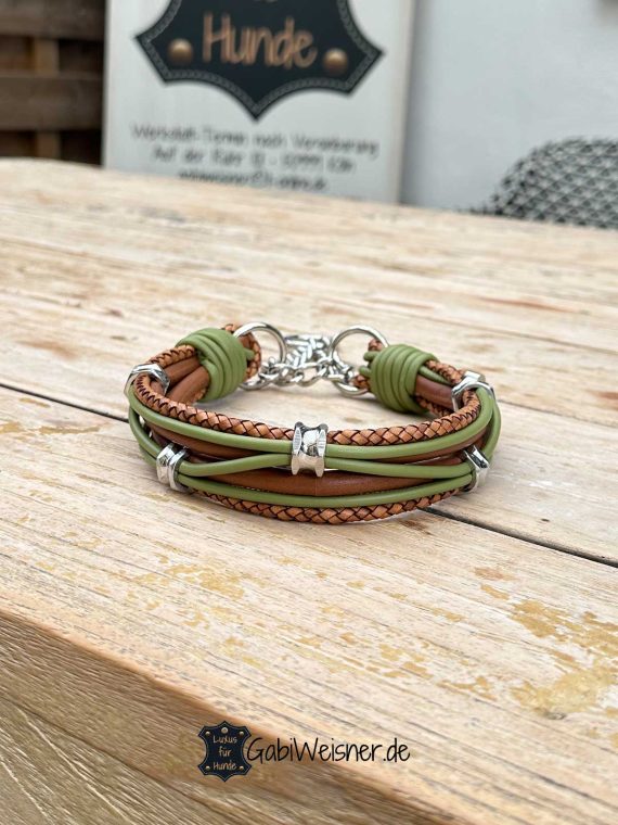 Hundehalsband aus Nappaleder Zugstoppkette