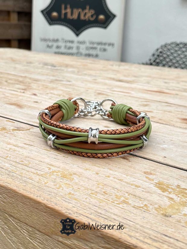Hundehalsband aus Nappaleder Zugstoppkette