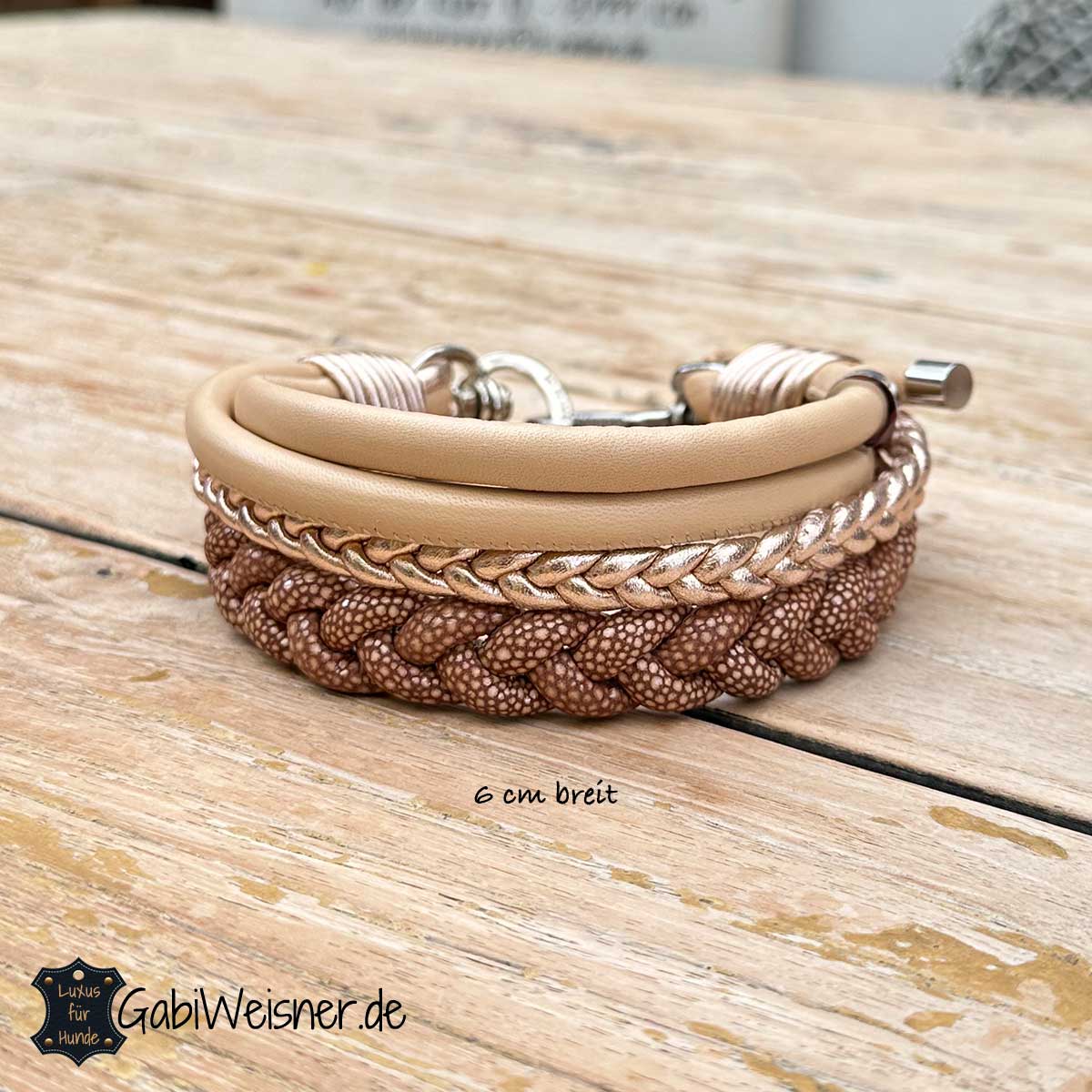 Luxus Hundehalsband aus Leder 6 cm breit