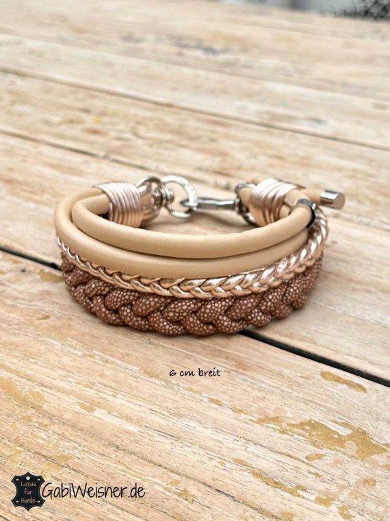Luxus Hundehalsband aus Nappaleder 6 cm breit