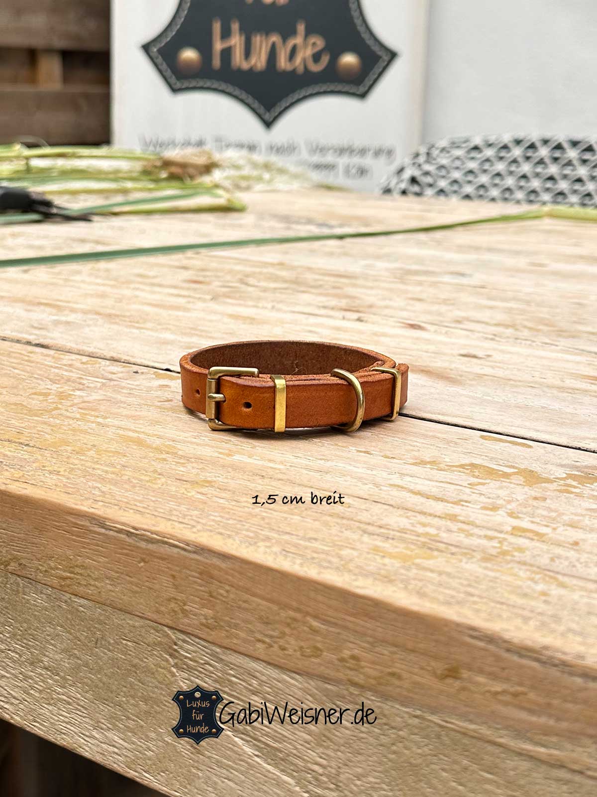 Welpenhalsband aus Leder 15 mm breit