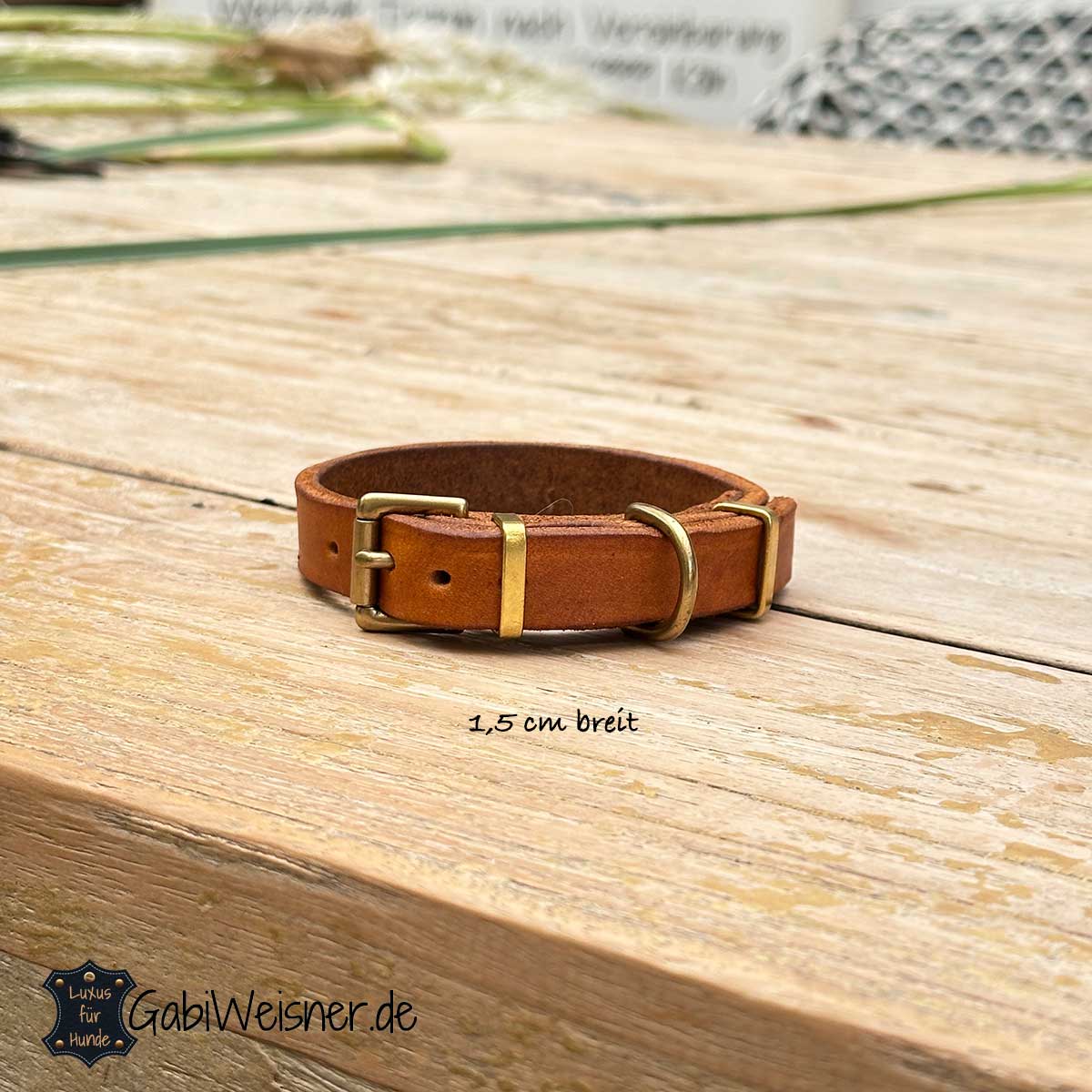 Welpenhalsband aus Leder 15 mm breit