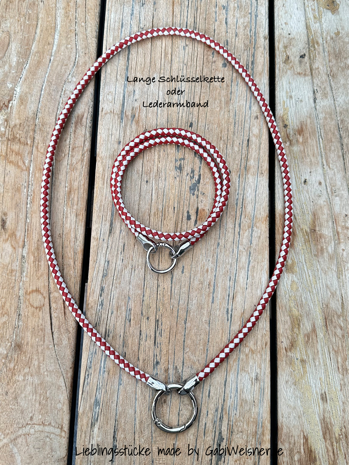 Lange Schlüsselkette oder Lederarmband in Multi-Color