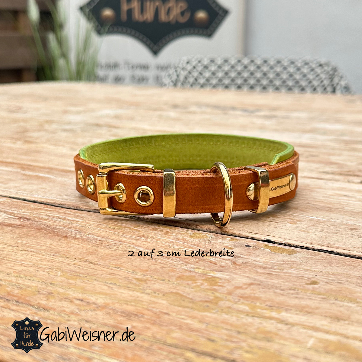 Hundehalsband aus Leder individuell gestalten, 2 auf 3 cm Lederbreite