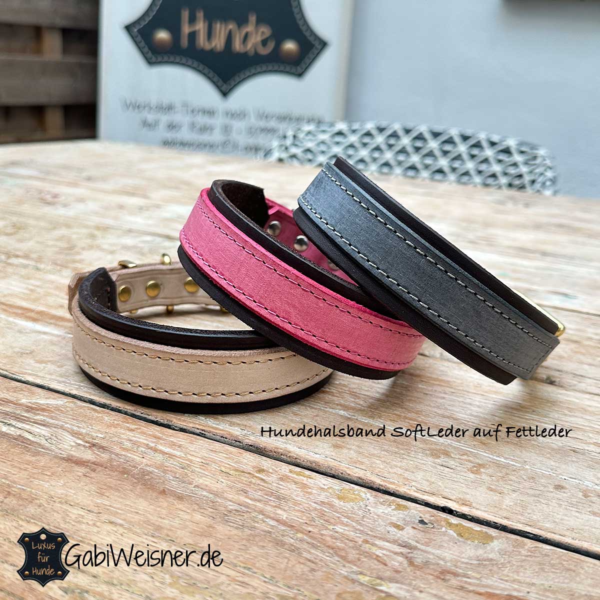 Hundehalsband, SoftLeder auf Fettleder