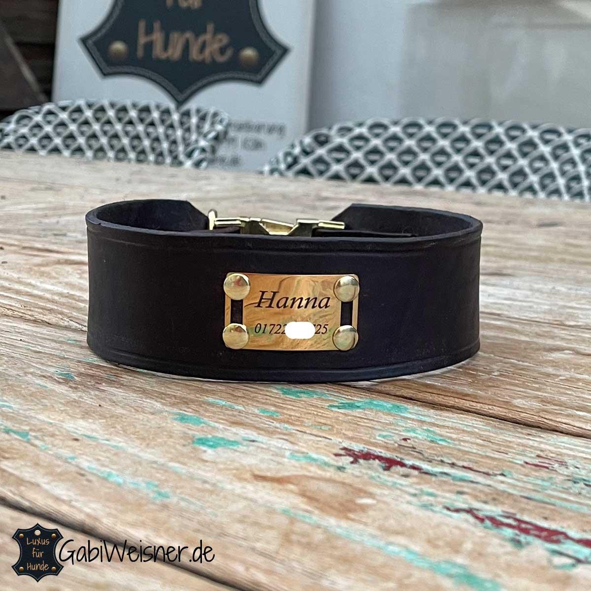 Handgefertigtes Leder-Hundehalsband – Echtleder, XXS (19–22 Cm), Schwarzes Krokodilmuster, Aus Spanien